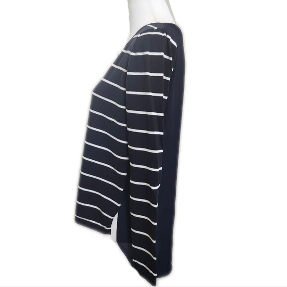 5/$55 Ann Taylor LOFT Long Sleeved Navy Blue & White Striped Tunic Top, M - Picture 2 of 6